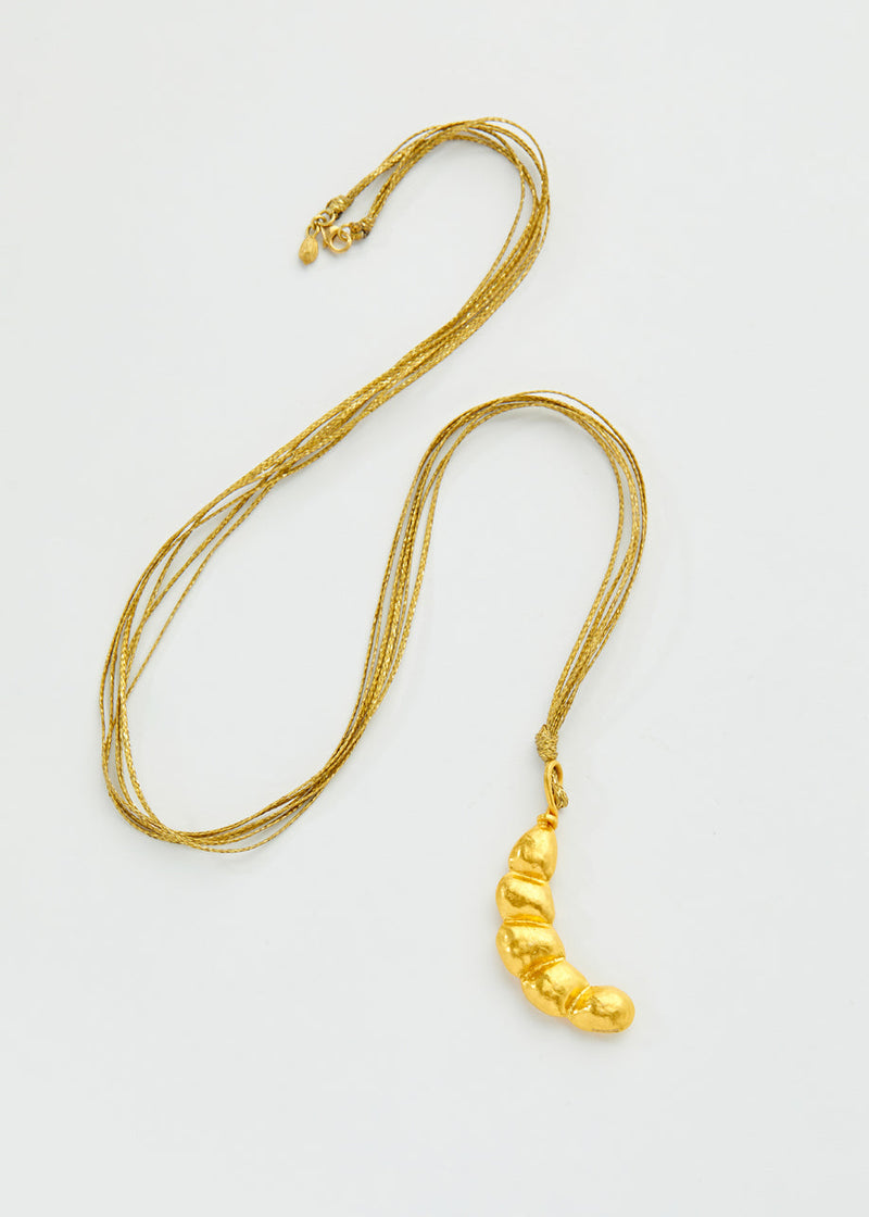 18kt Colombian Gold Tamarindo Pendant on Cord