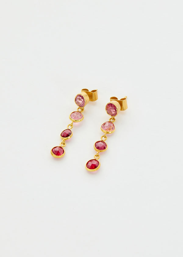 18kt Gold PSTM Myanmar Spinel Four Drop Studs