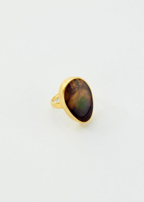 18kt Gold Opal Large Greek Ring