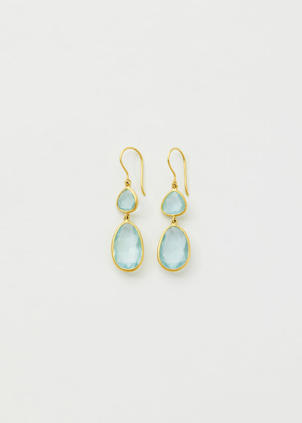 18kt Gold Aquamarine Double Drop Earrings