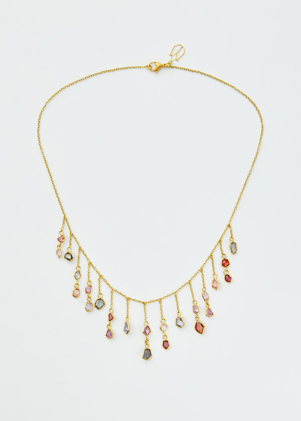 18kt Gold PSTM Myanmar Aurora Spinel Fringe Necklace