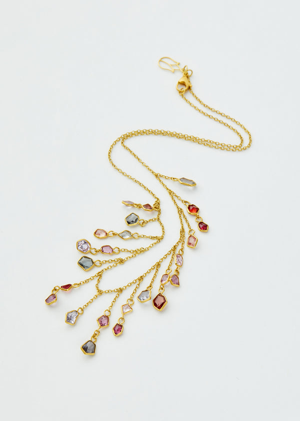 18kt Gold PSTM Myanmar Aurora Spinel Fringe Necklace