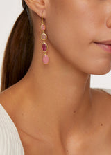 18kt Gold Mixed Pinks Multi Drop Earrings