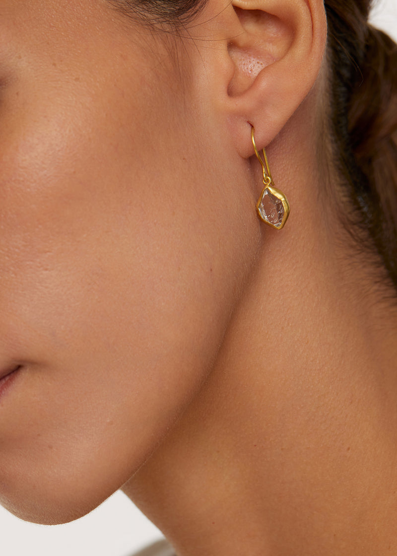 18kt Gold Herkimer Metamorphic Single Drop Earrings