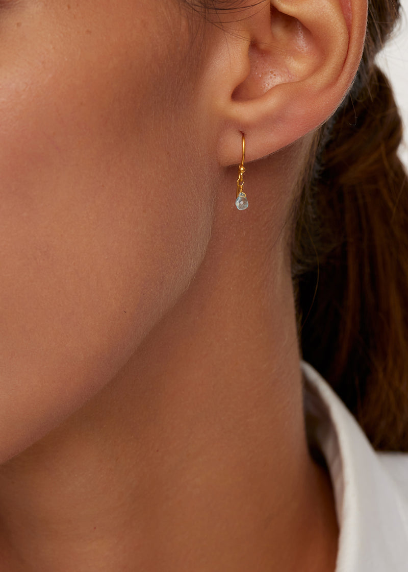 18kt Gold Anemone Citrine Tiny Drop Earrings