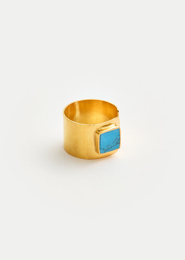 18kt Gold Vermeil Next Generation Square Turquoise Yasamen Ring