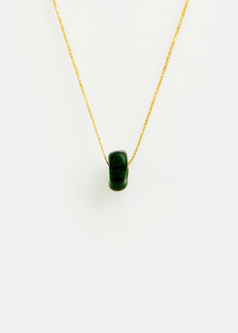 Azaz Green Glass Bead on Cord