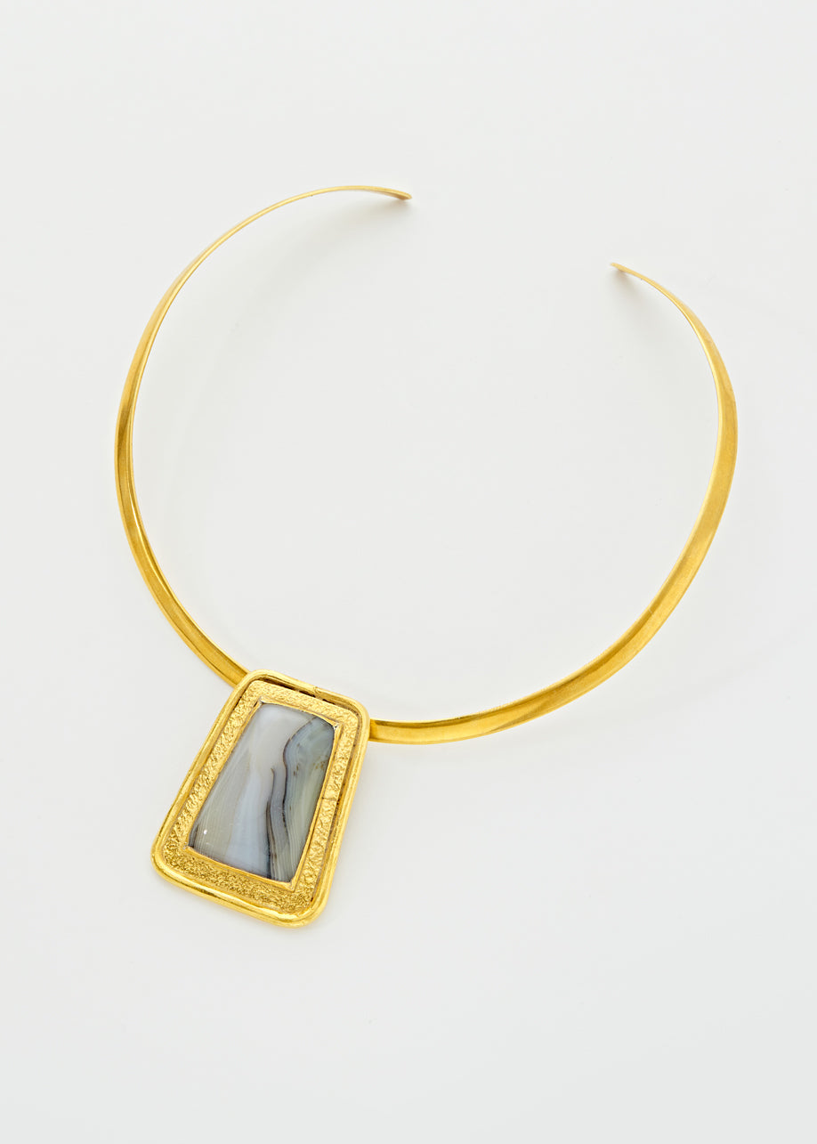 18kt Vermeil PSTM Afghanistan Agate Monisa Choker Necklace