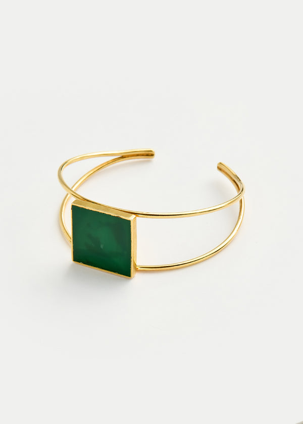 18kt Gold Vermeil PSTM Afghanistan Zindagi Green Agate Marwa Cuff