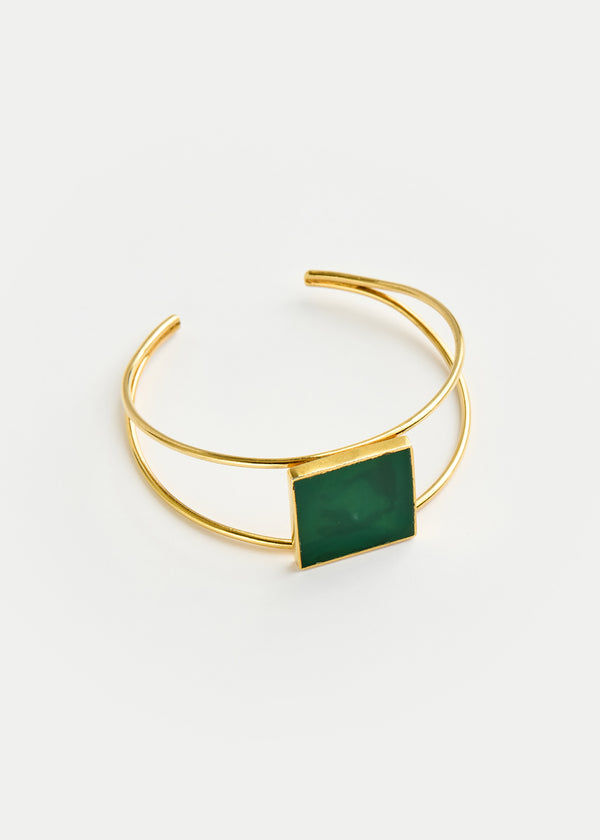 18kt Gold Vermeil PSTM Afghanistan Zindagi Green Agate Marwa Cuff