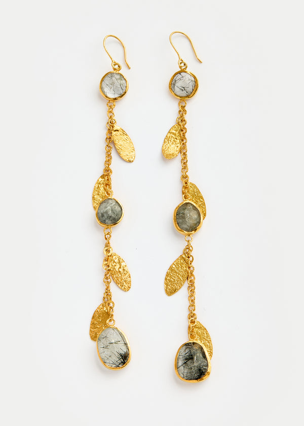 18kt Gold Vermeil PSTM Afghanistan Ruttilated Quartz Sadaf Earrings