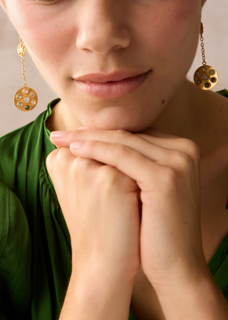 18kt Gold Vermeil PSTM Afghanistan Haseba Double Drop Earrings