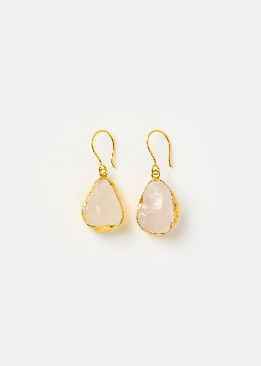 18kt Gold Vermeil PSTM Afghanistan Rose Quartz Masoma Earrings