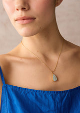 18kt Gold Vermeil Afghanistan Zindagi Now Single Small Aquamarine Pendant on Cord