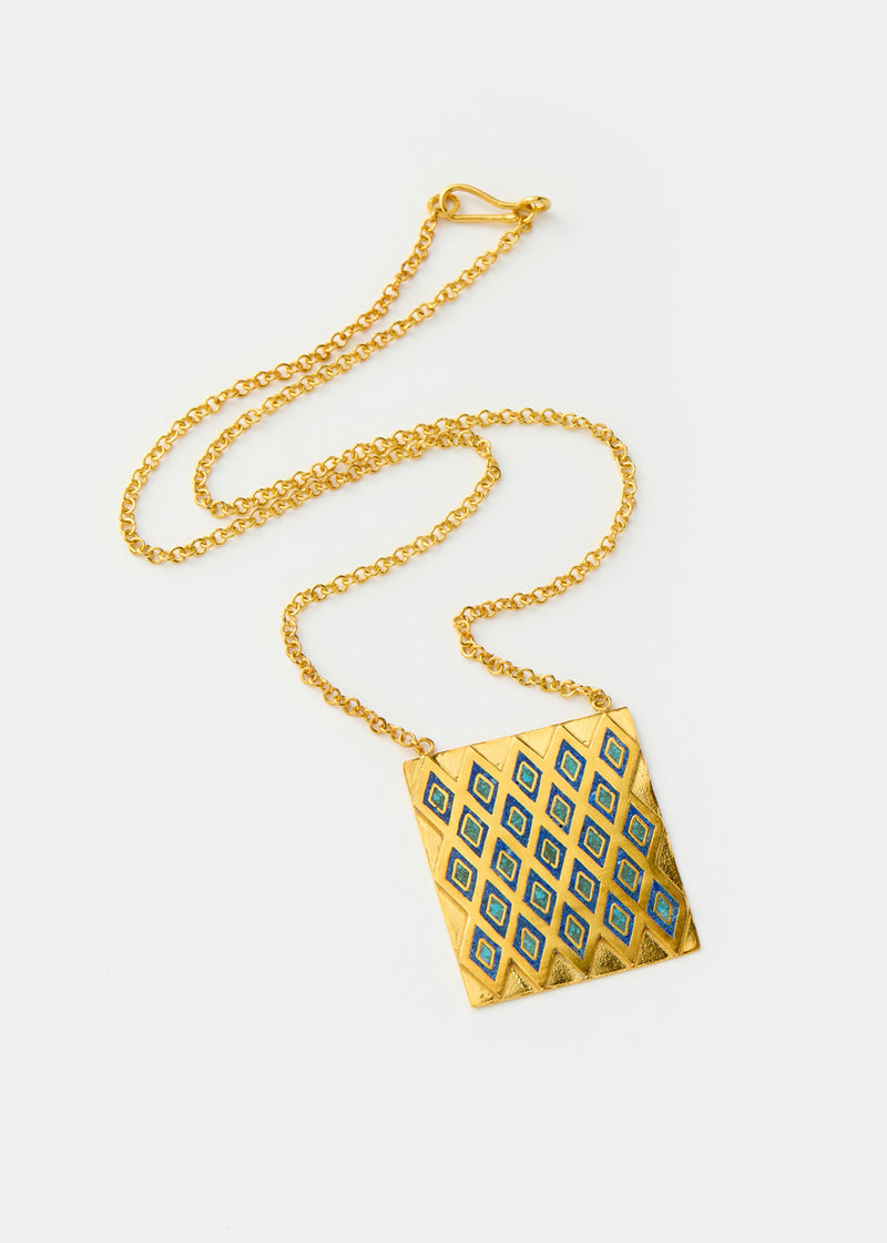 18kt Gold Vermeil PSTM Afghanistan Mawzon Lapis & Turquoise Necklace