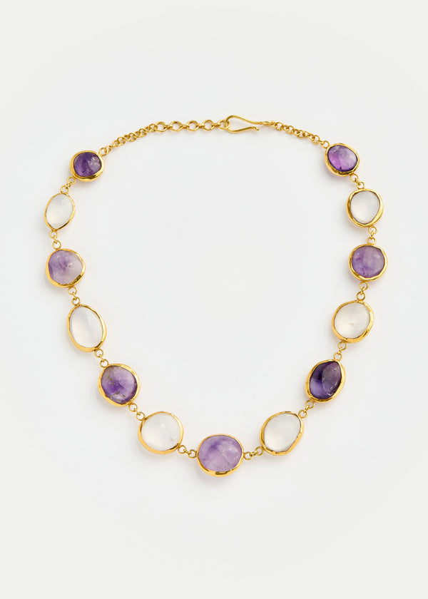 18kt Gold Vermeil PSTM Afghanistan Amethyst & Rose Quartz Necklace