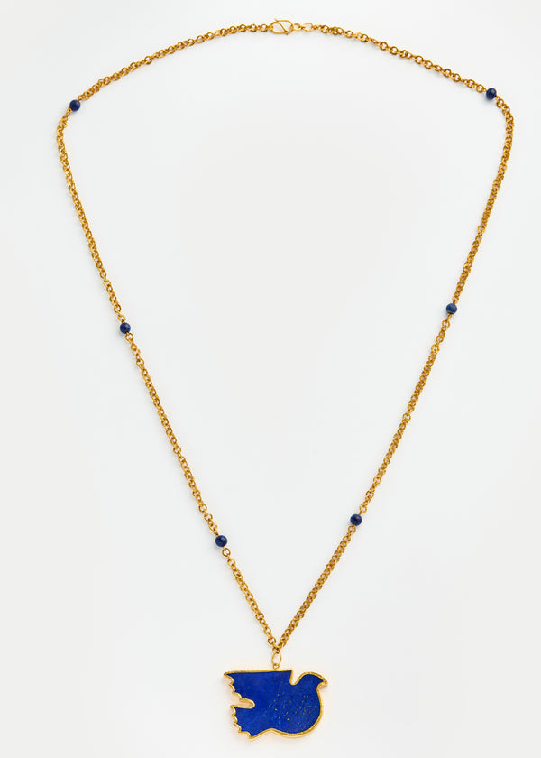 18kt Gold Vermeil PSTM Afghanistan Lapis Dove Necklace