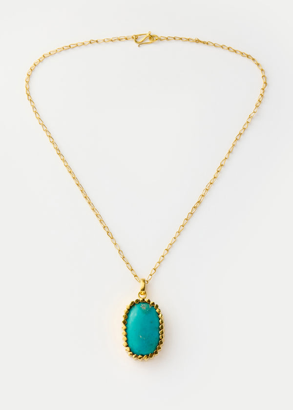 18kt Gold Vermeil PSTM Afghanistan Turquoise Anisa Pendant on Chain
