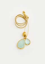 18kt Gold Vermeil PSTM Afghanistan Zindagi Now Faceted Aquamarine Pendants on Cord