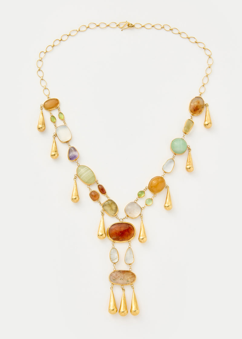 18kt Gold Vermeil PSTM Afghanistan Mixed Stones Zakera Necklace