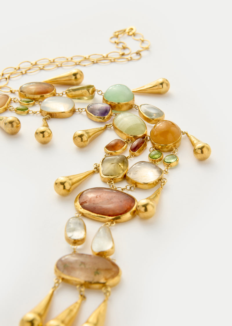 18kt Gold Vermeil PSTM Afghanistan Mixed Stones Zakera Necklace