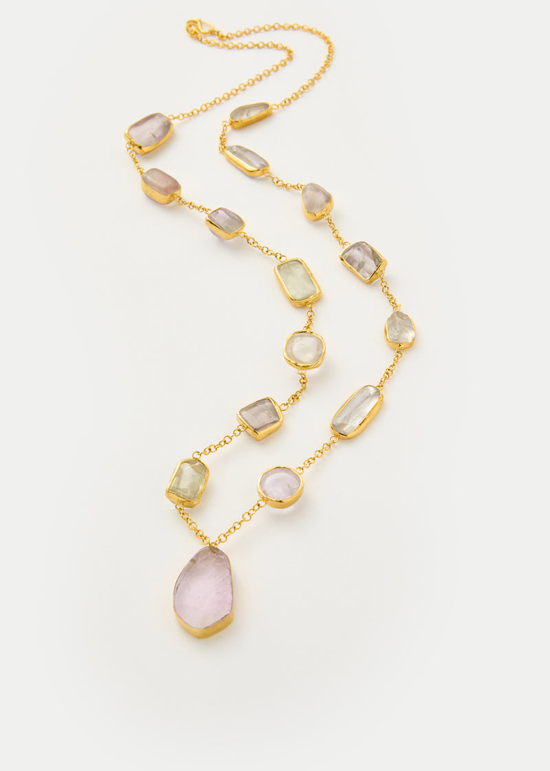 18kt Gold Vermeil PSTM Afghanistan Hamida Kunzite Long Necklace