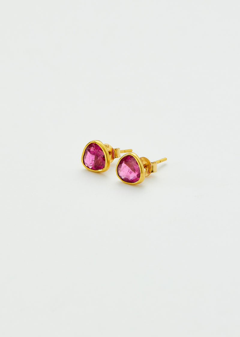 18kt Gold Pink Ibis Pink Tourmaline Classic Studs