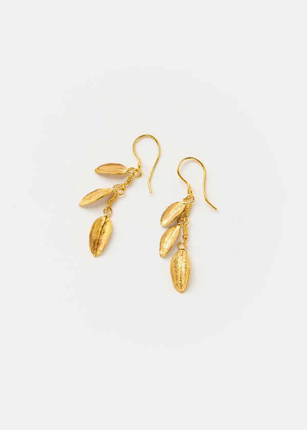 18kt Gold Bethlehem Three Zaytun Leaf Earrings