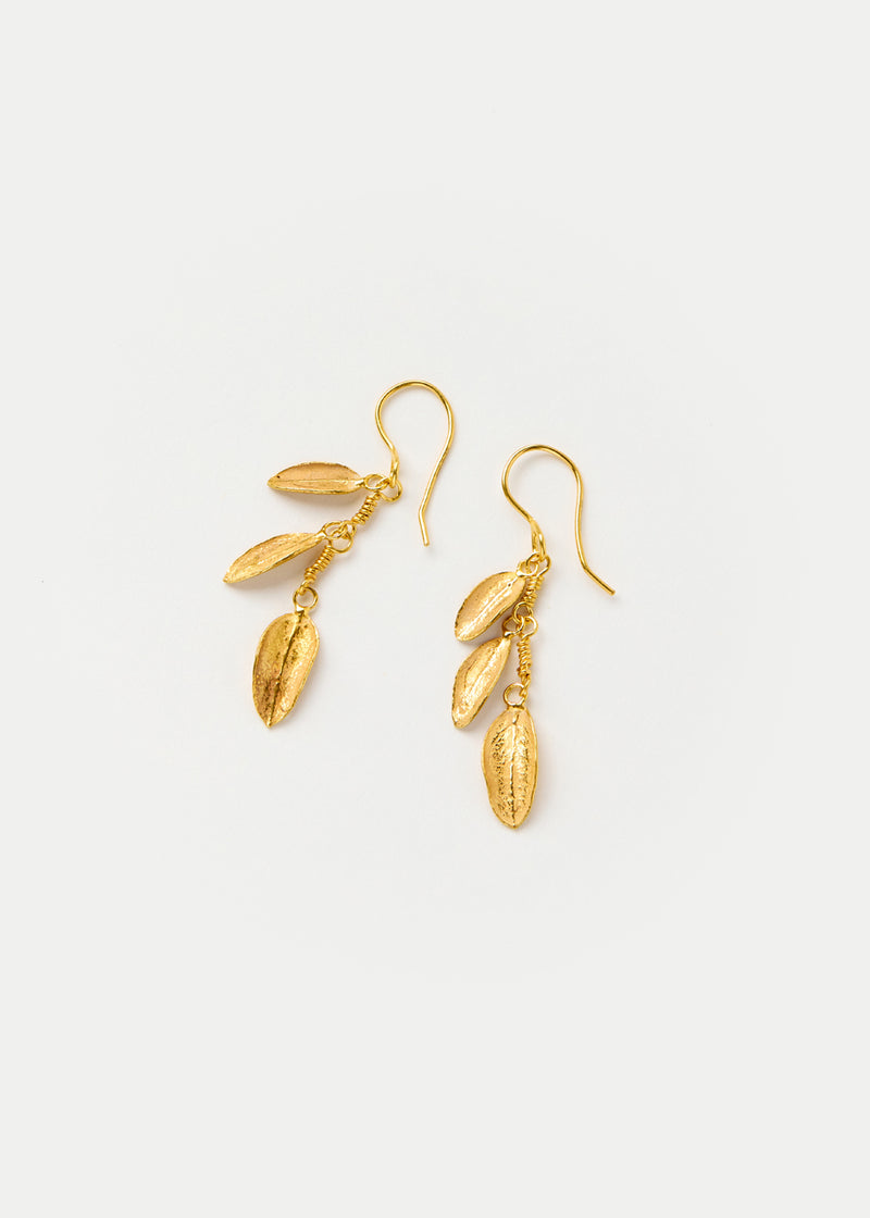 18kt Gold Bethlehem Three Zaytun Leaf Earrings