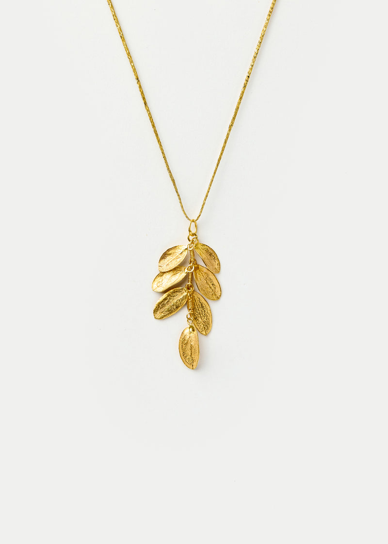 18kt Gold Bethlehem Multi Zaytun Leaf Pendant on Cord