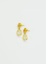 18kt Gold Rutilated Quartz Drop Studs