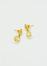 18kt Gold Rutilated Quartz Drop Studs