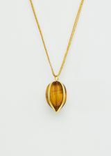 18kt Gold Carved Progeny Tiger's Eye Amulet on Cord