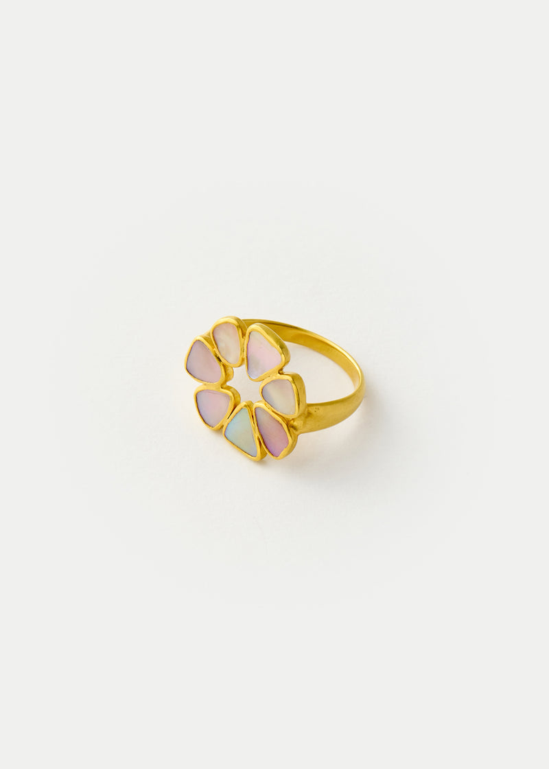 18kt Gold Venus Round Abalone Shell Ring