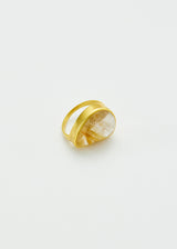 18kt Gold Sun's Rays Rutilated Quartz Greek Ring