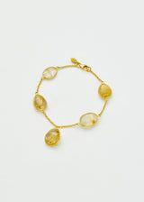 18kt Gold Sun's Rays Rutilated Quartz Five Stone Bracelet