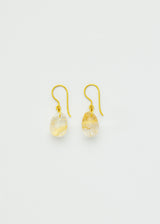 18kt Gold Sun's Rays Rutilated Quartz Small Drill & Loop Earrings 