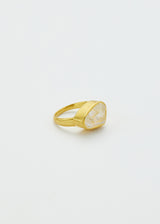 18kt Gold Birds Lament Rainbow Moonstone Greek Ring