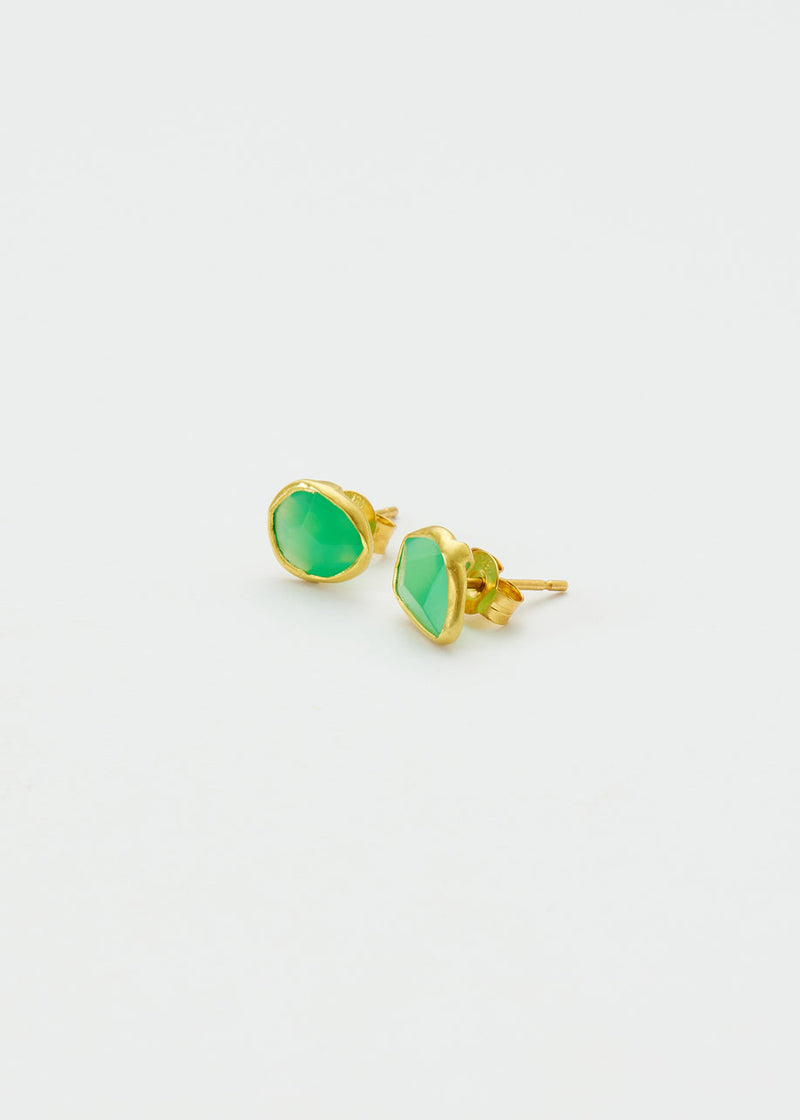 18kt Gold Birds Lament Chrysoprase Studs