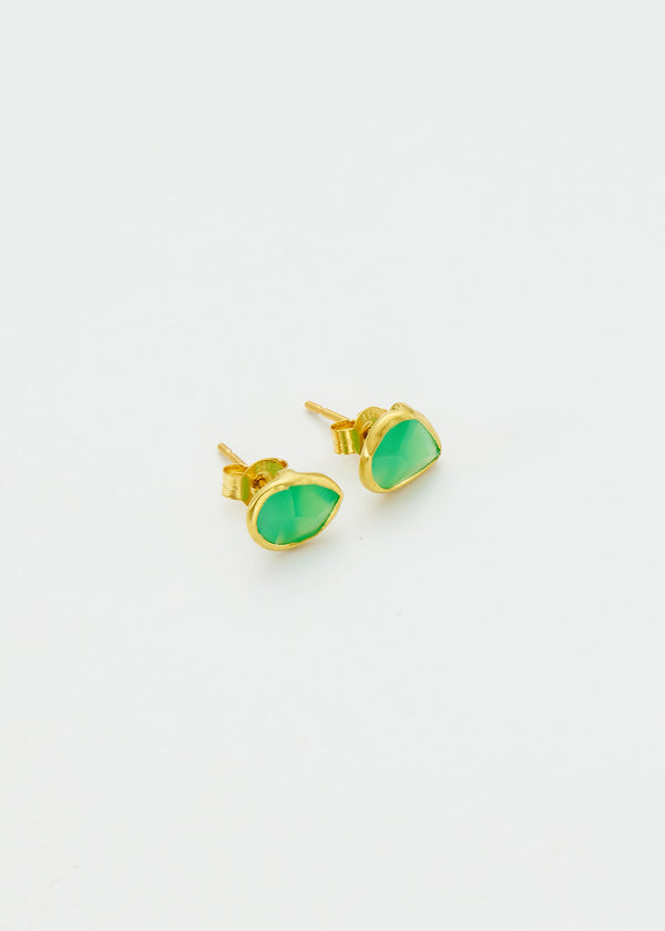 18kt Gold Birds Lament Chrysoprase Studs