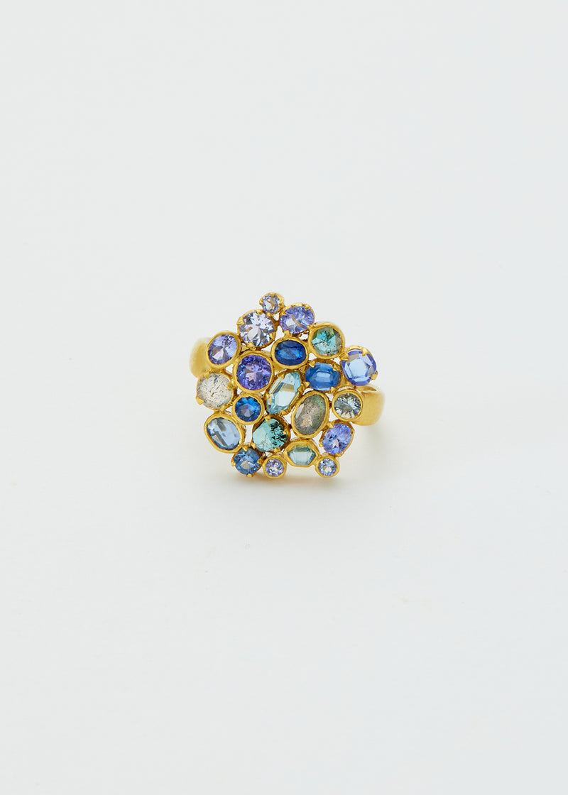 18kt Gold Indigo Large Cluster Ring