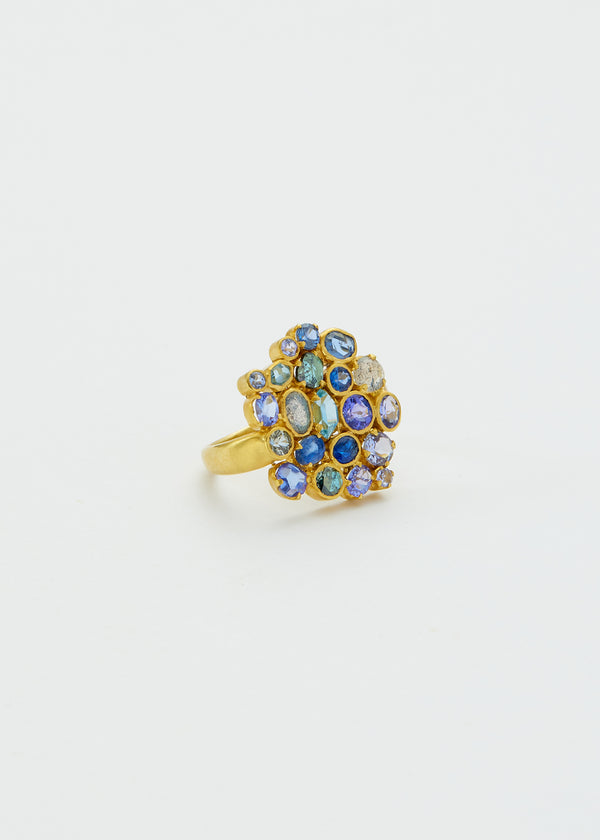 18kt Gold Indigo Large Cluster Ring