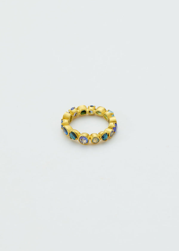 18kt Gold Indigo Mixed Stones Eternity Ring