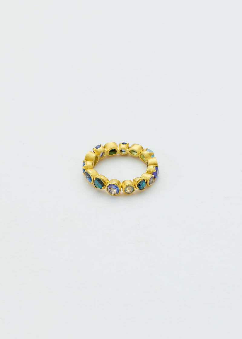 18kt Gold Indigo Mixed Stones Eternity Ring