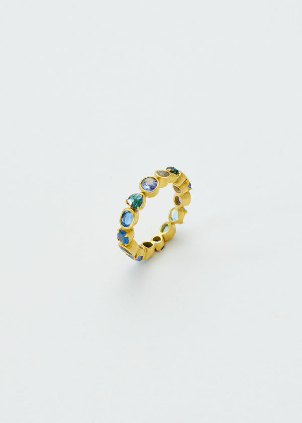 18kt Gold Indigo Mixed Stones Eternity Ring