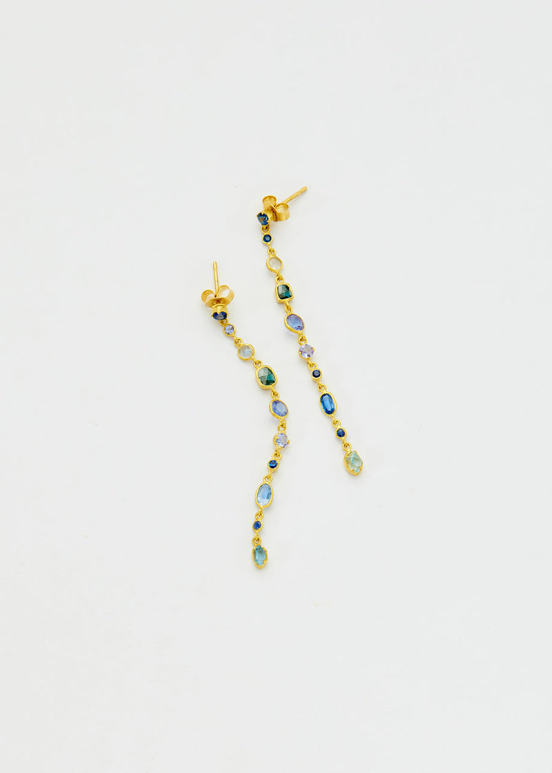 18kt Gold Indigo Long Drop Studs