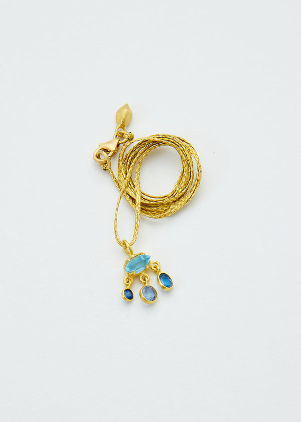 18kt Gold Indigo Jellyfish Amulet on Cord