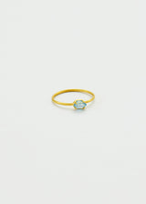 18kt Gold Indigo Aquamarine Claw Set Cup Ring