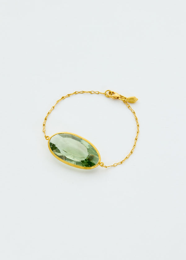 18kt Gold Koh-i-Noor Green Amethyst Single Stone Bracelet