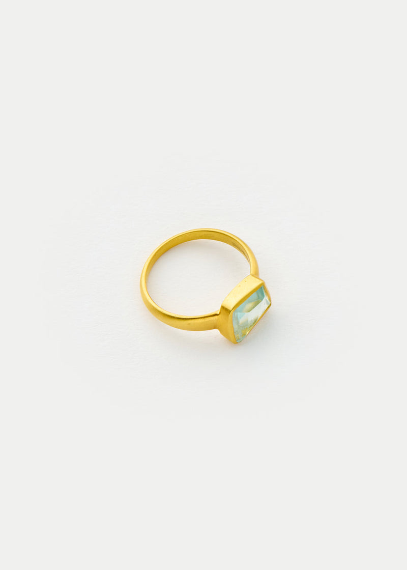 18kt Gold Birds Lament Aquamarine Greek Ring